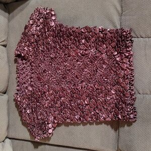 Textured Brown Puffy Top Shimmer